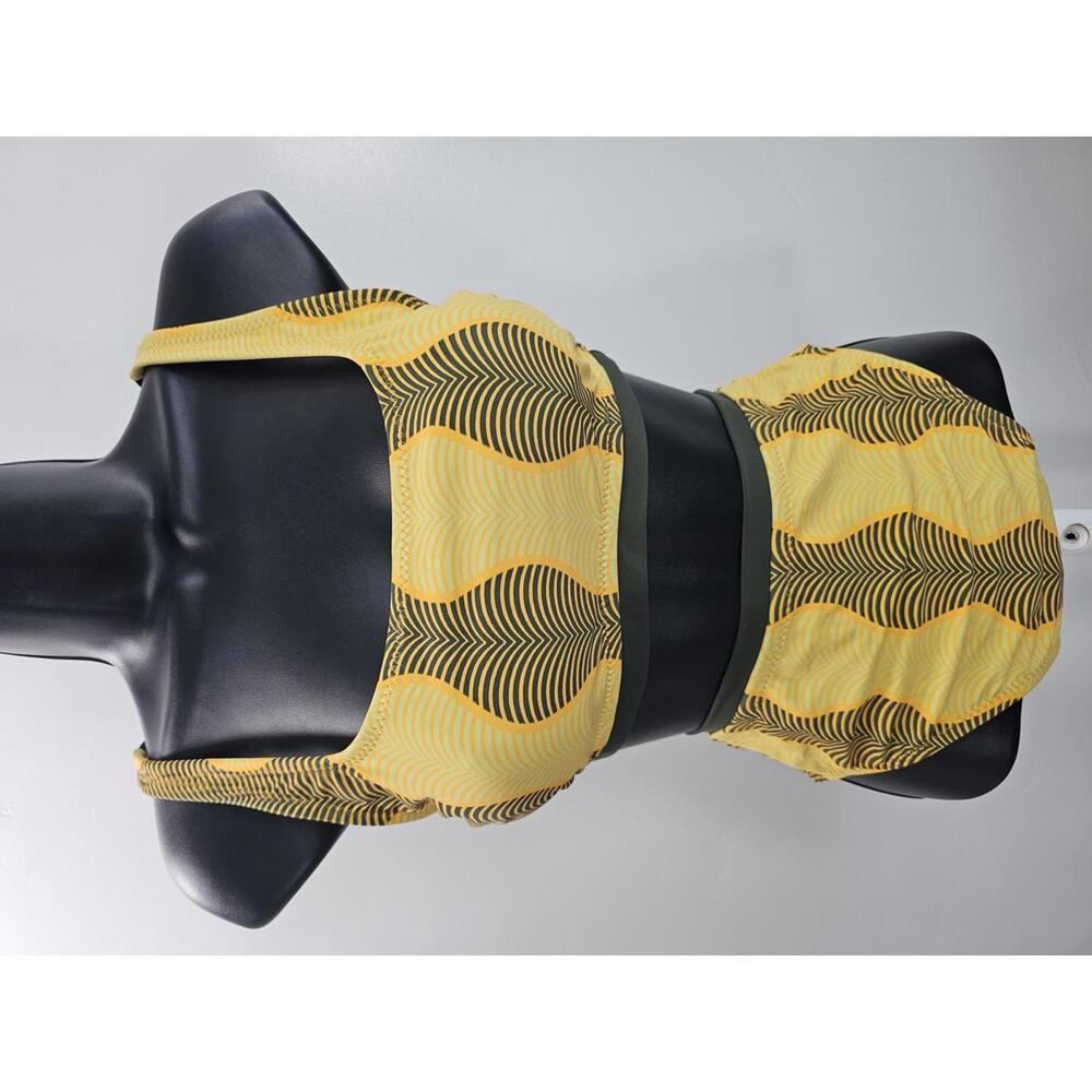Fe Noel Retro Yellow and Black High-Waisted Bikini Set SZ S